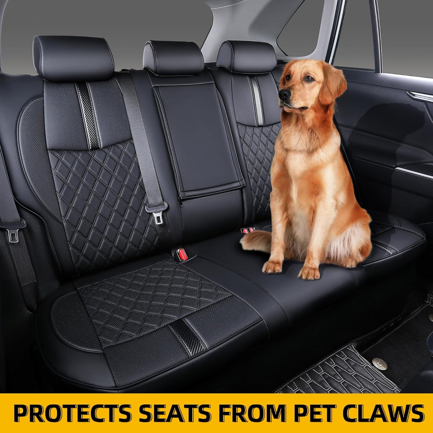 Custom Fit RAV4 Seat Covers for 2019-2025 Toyota RAV4 LE,XLE,XLE Premium,Limited Full Coverage Waterproof Leather Car Seat Covers Full Set(Black)