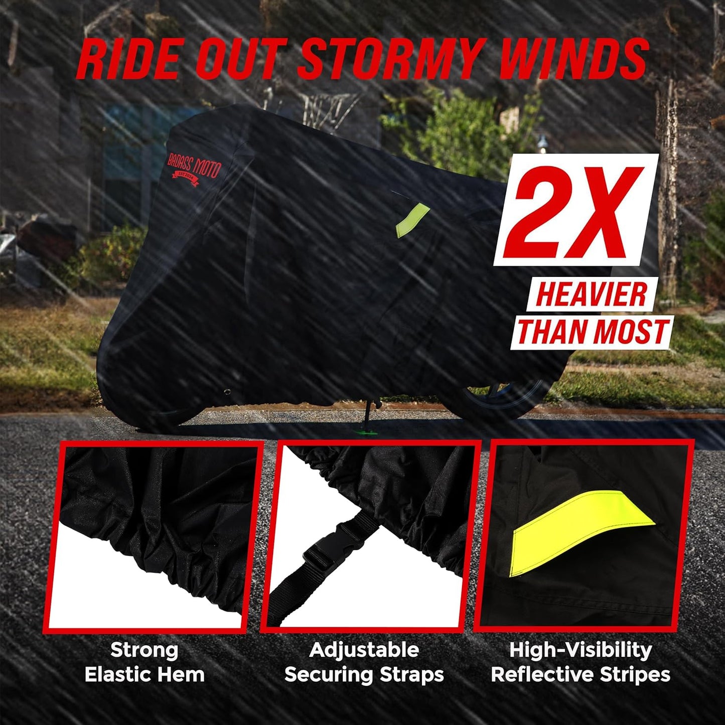 Badass Moto Ultimate Large Adventure Motorcycle Cover Waterproof Outdoor Adjusts to Top Case Motorcycle Sun Cover For Honda Africa, V-Strom 1050 ADV, Fits BMW R 1250 GS, KTM 1290 Super, HD Pan America