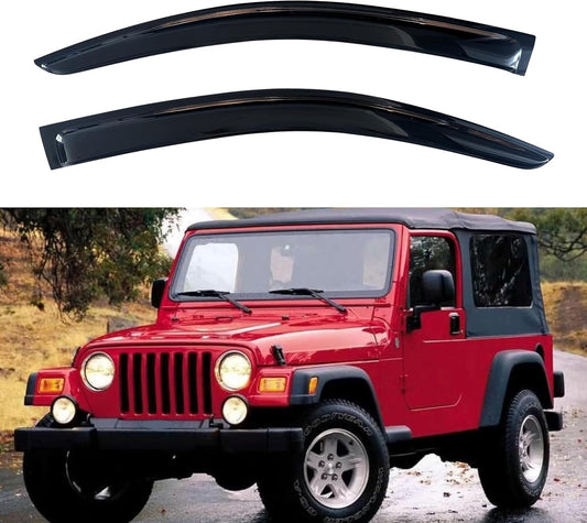 KPY Window Visor Compatible with 1997-2006 Jeep Wrangler (TJ) 2-Door, Rain Guard Vent Deflectors Tape-On, 1997 1998 1999 2000 2001 2002 2003 2004 2005 2006