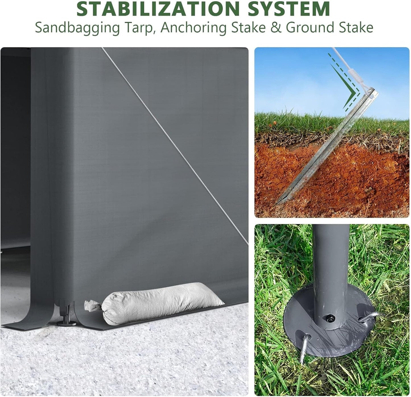 10x20ft Heavy Duty Carport with Removable Sidewalls,All Weather Carport Garage Party Tent Large Outdoor Canopy Storage Shed for Auto,Truck,Boat,Party (Grey)