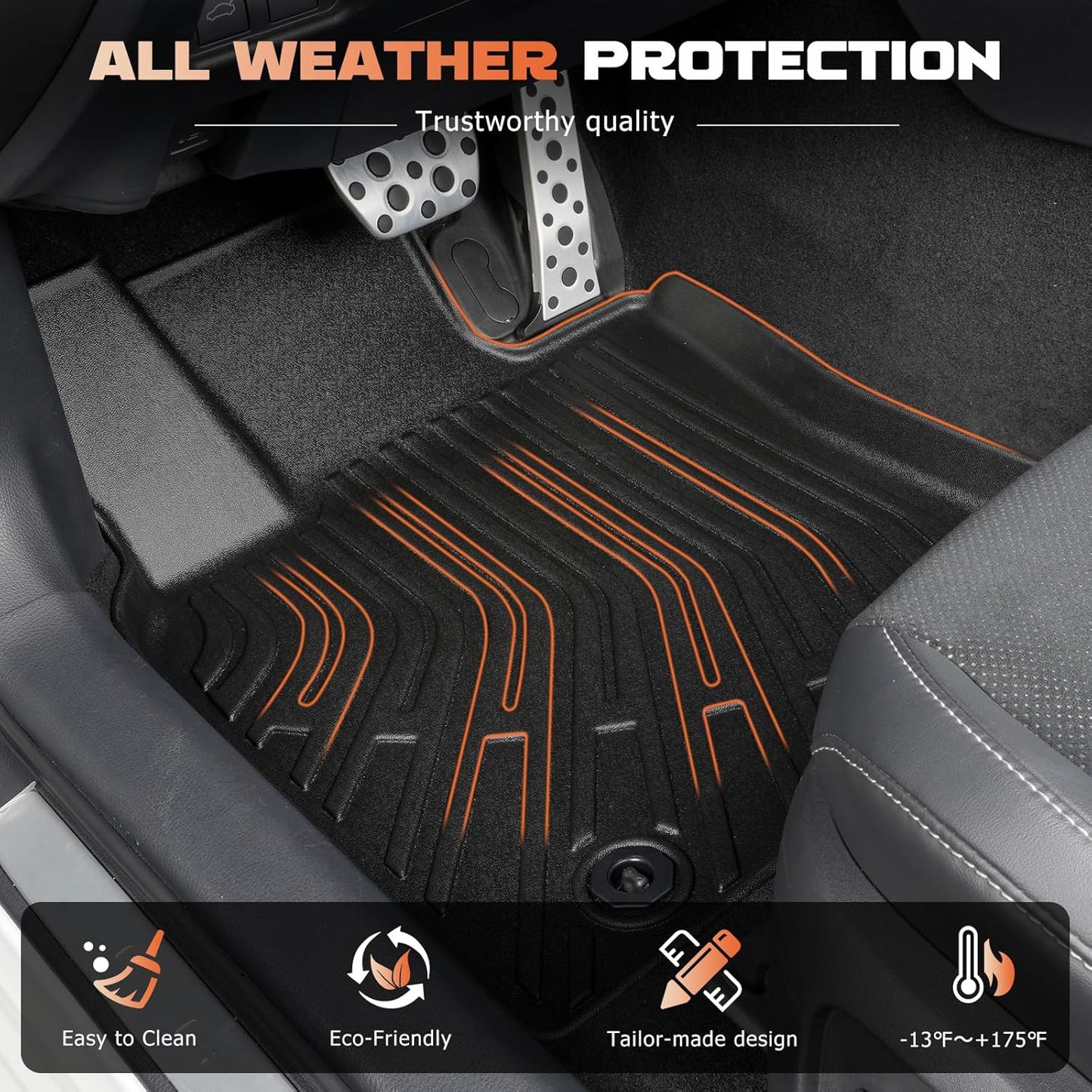 Floor Mats & Cargo Liner Set Custom Fit for Cadillac XT5 2025 2017-2024 All Weather Protection for Car Mats Anti-Slip TPE Floor Liners Cadillac XT5 Accessories Waterproof Trunk Mat, Black