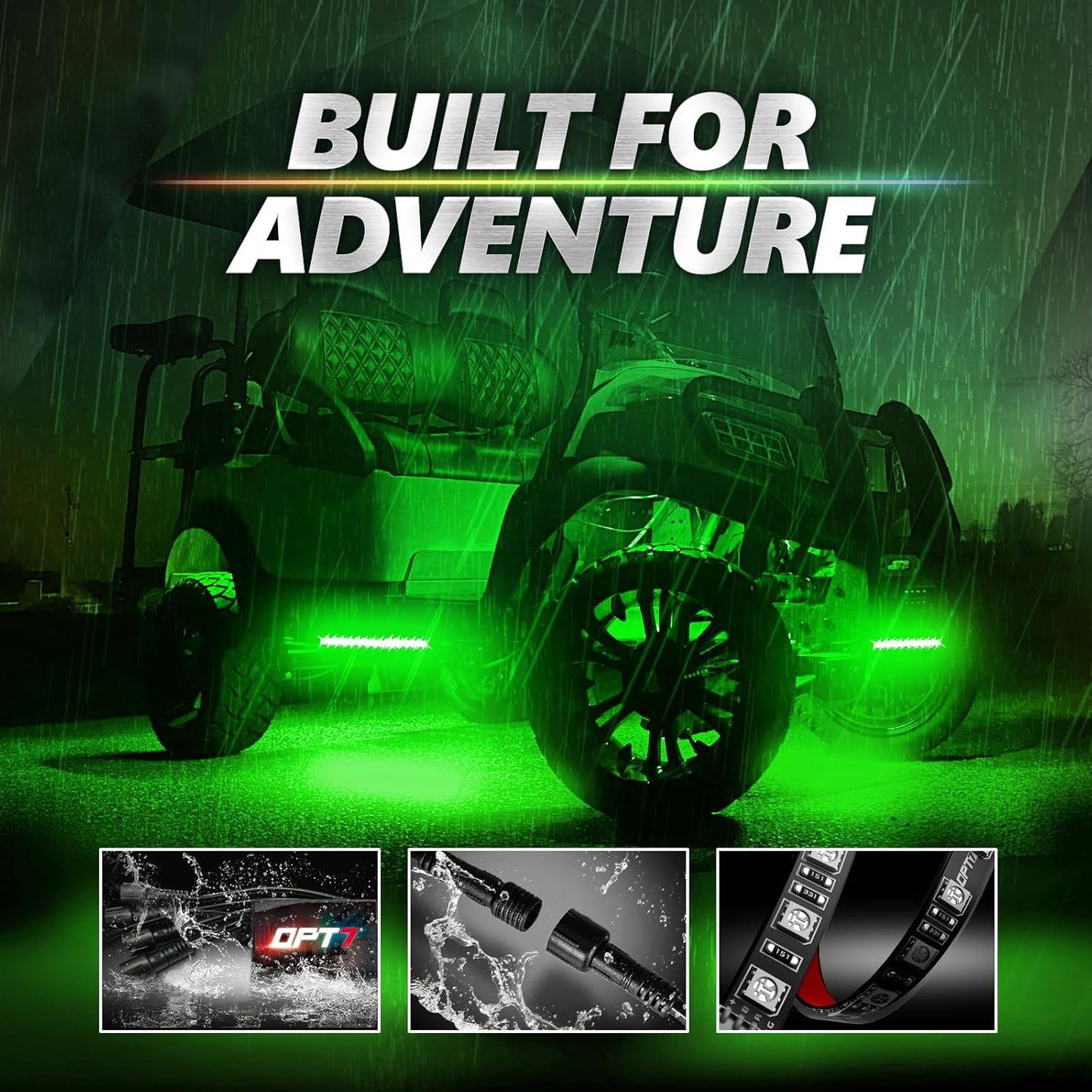 OPT7 Aura Pro Underglow Lights Kit for Golf Cart with APP & Remote Control, Waterproof Rigid Aluminum Light Bar, RGB Multicolor Music Sync LED Lighting Kit for EZGO Yamaha Club Car, 12V