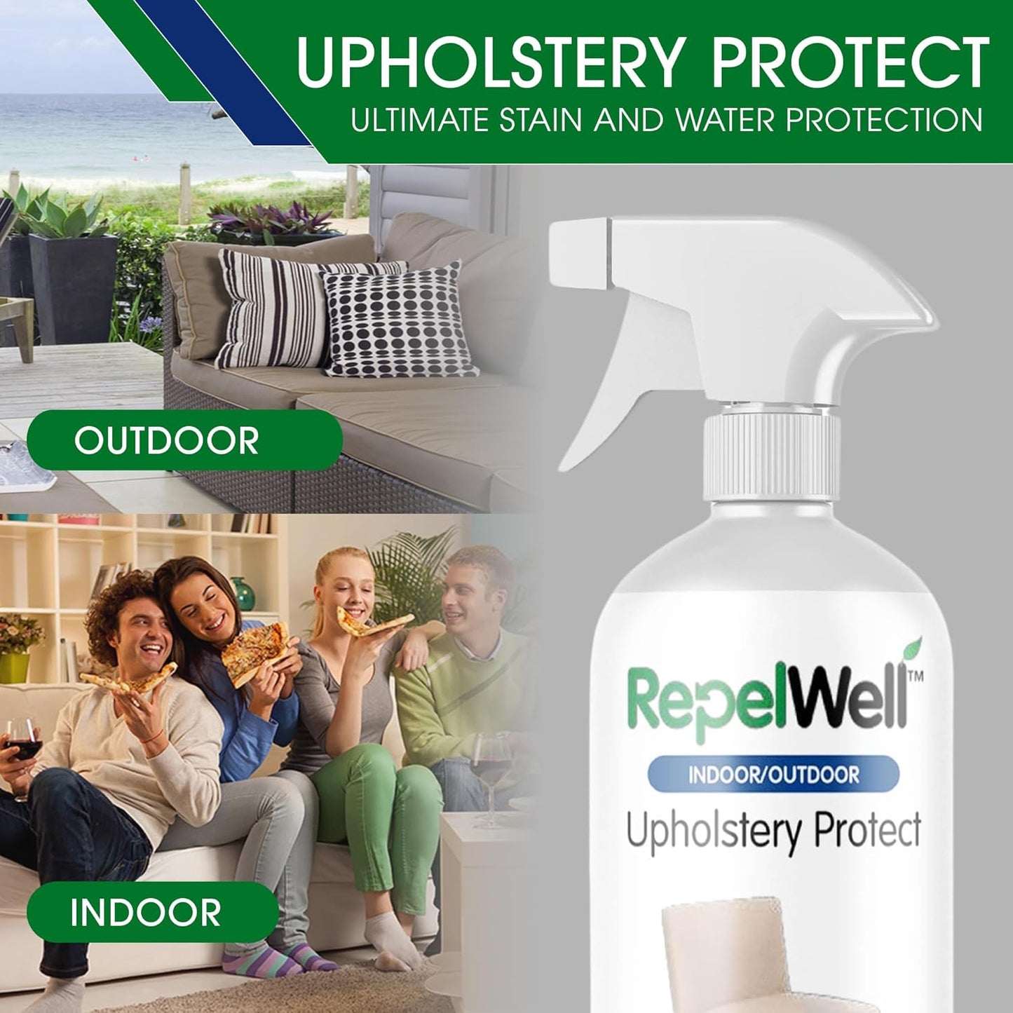Eco-Friendly Upholstery Protect Stain & Water Repellent Spray 24oz – Non-Toxic, Pet-Safe Formula for Fabric, Leather, & Suede – Long-Lasting Stain Guard Keeps Furniture Clean & New