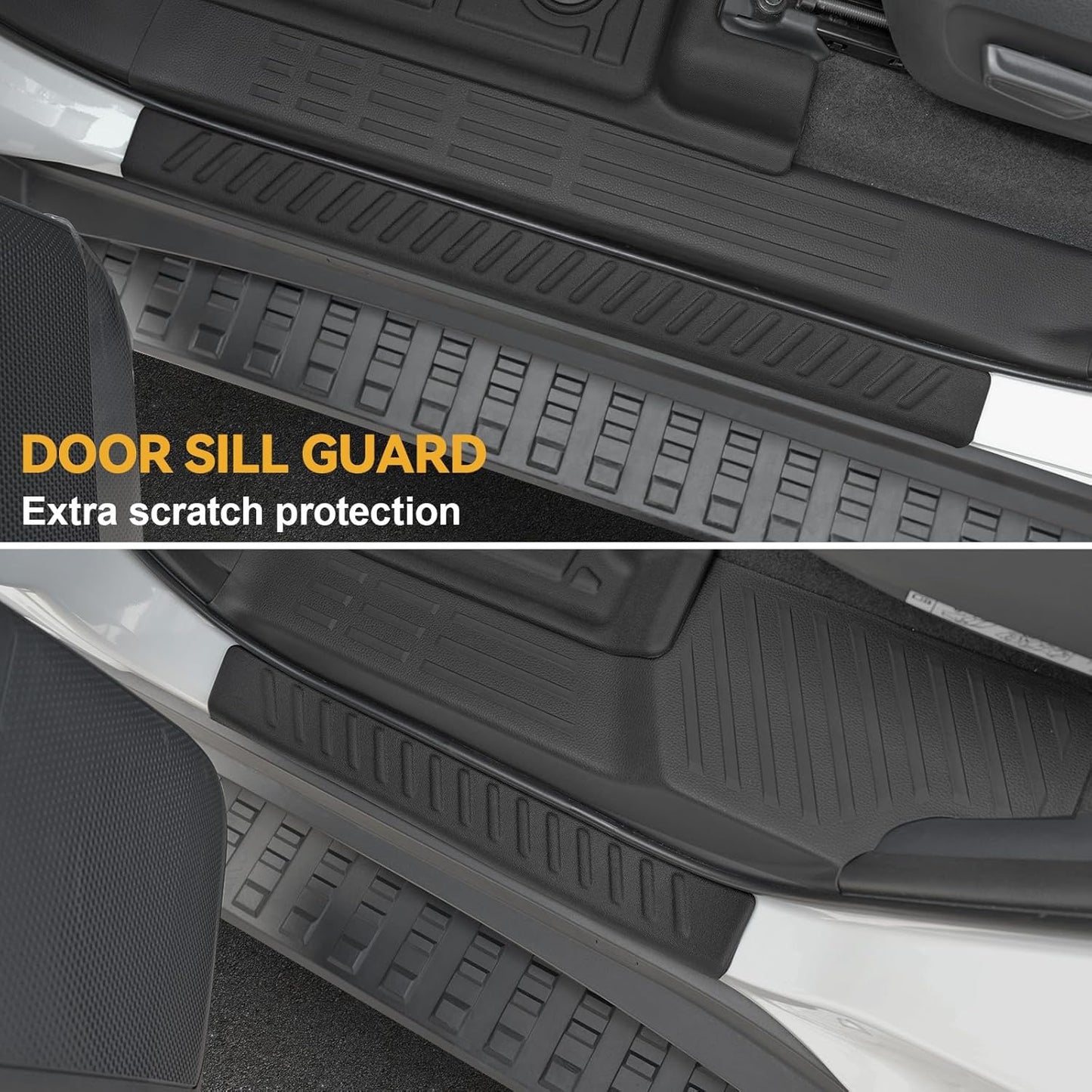 Floor Mats Set for 2024 2025 Toyota Land Cruiser Prado 5 Seats, Full Coverage All Weather Floor Mats Cargo Mat with Backrest Protectors & Door Sill Guards for Land Cruiser Accessories