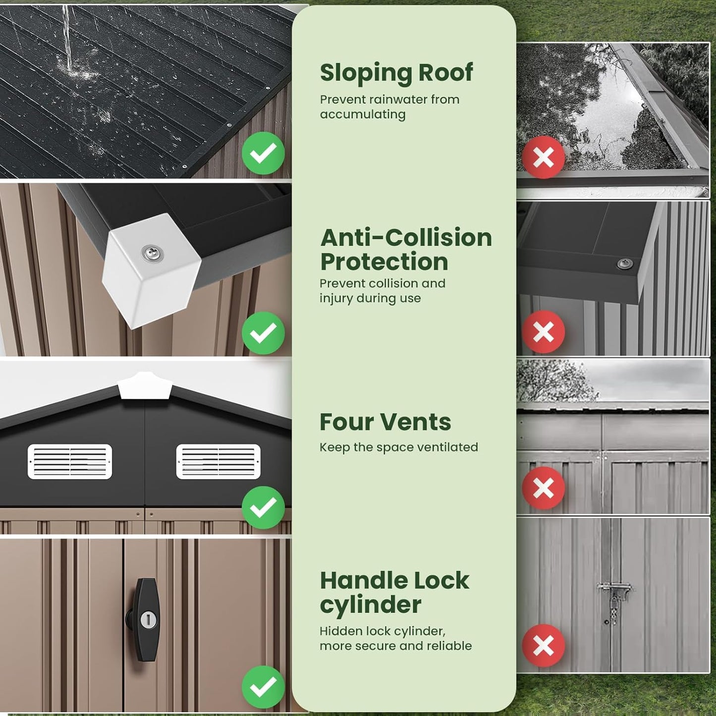 GVDV 10X12 FT Outdoor Storage Shed, Durable Metal Outside Storage for Garden, Patio and Backyard, Waterproof Shelter for Tools, Equipment