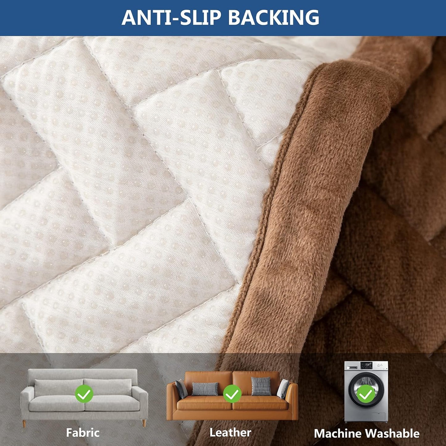 Eismodra Couch Cover,Sectional Couch Covers,Sofa Covers for 3 Cushion Couch,Anti-Slip Sofa Slipcovers for Dogs Cats Kids Loveseat Recliner L Shaped Armrest Backrest,Brown 36''x63''(Only 1 Piece)