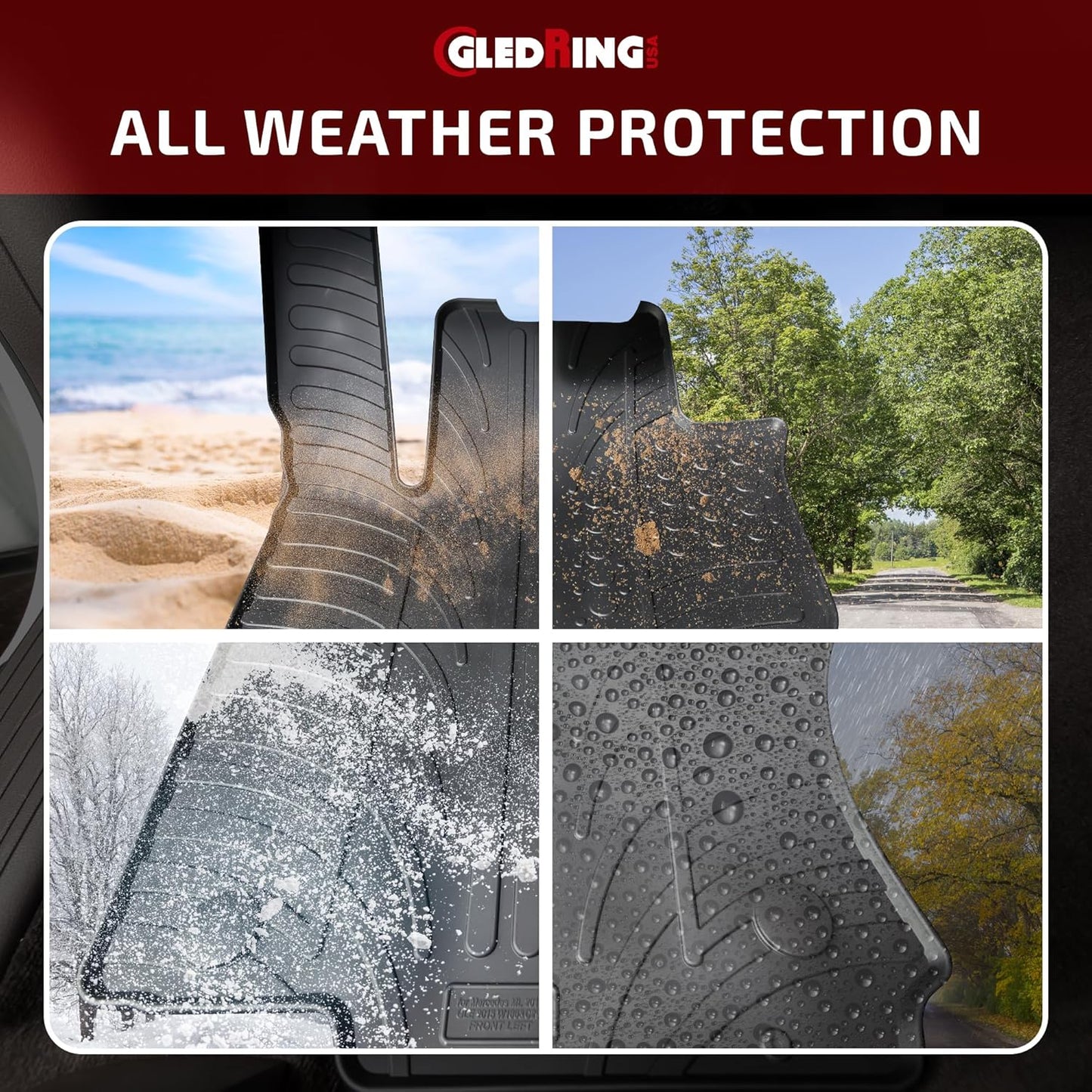 Gledring USA Custom Fit All-Weather Rubber Floor Mats Intended for Toyota RAV4 & Hybrid Floor mats for 2019-2023, No Trimming Required, Tailored Custom Fit, Protects from Rain, Mud & Snow