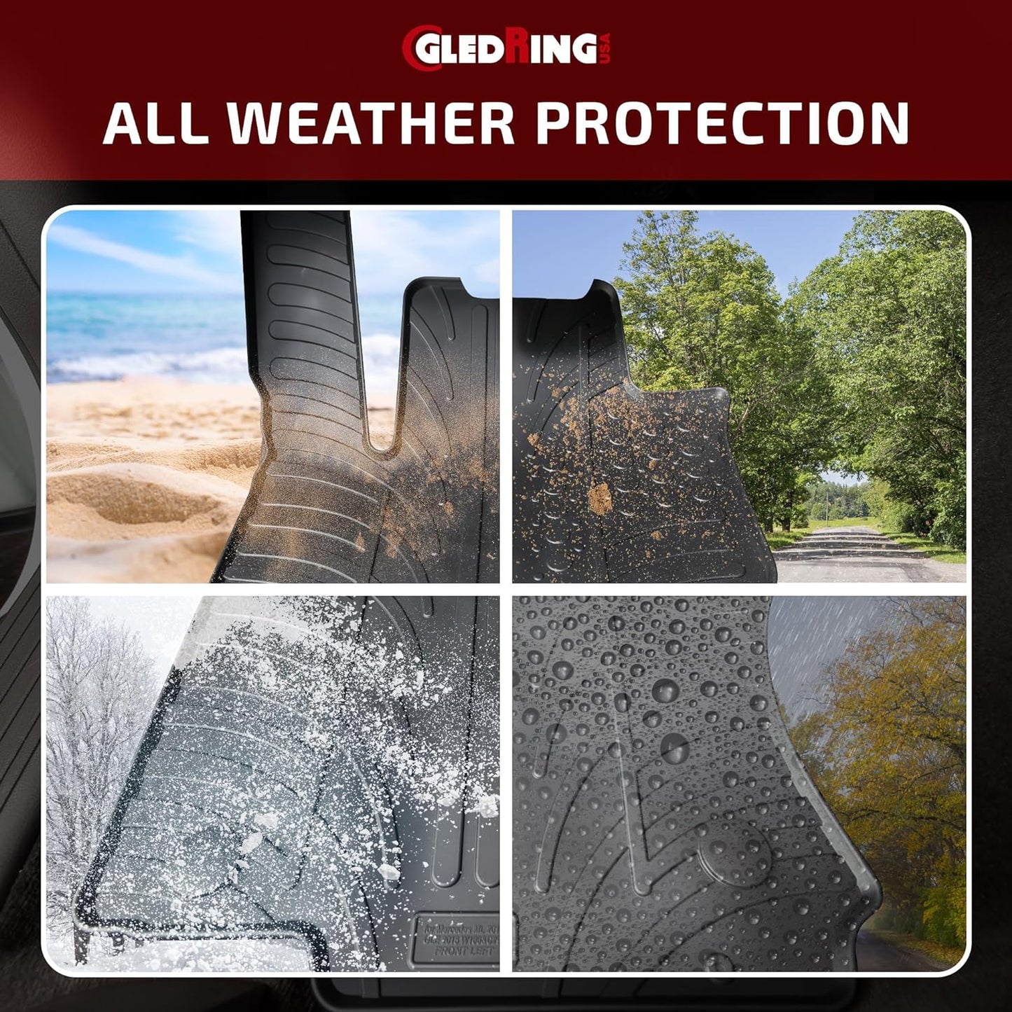 Gledring USA Custom Fit All-Weather Rubber Floor Mats Intended for Toyota Tundra Double Cab 2012-2021, No Trimming Required, Tailored Custom Fit, Protects from Rain, Mud & Snow