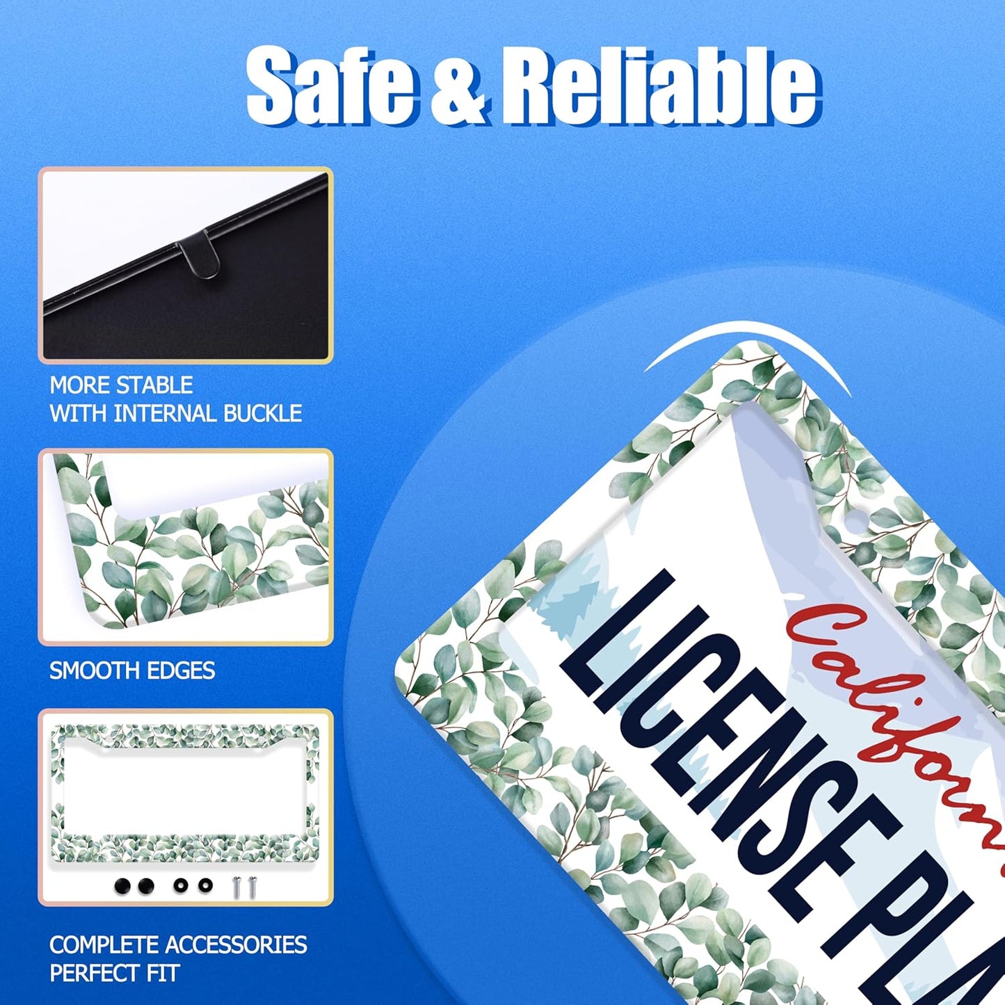 Green Leaf License Plate Frame Colorful License Plate Stainless Steel Funny License Plate Holder Personalized Leaves Car Accessory Decoration 12.3" x 6.3"for Men Women