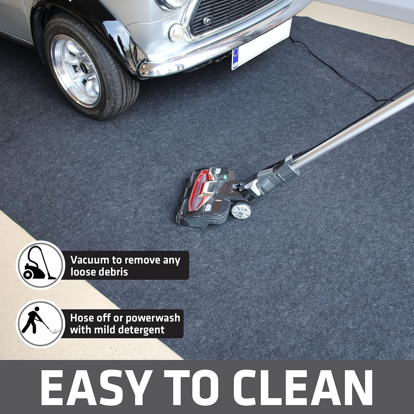 Drymate Garage Floor Mat, (20' x 7'4"), Protects Surfaces, Transforms Garage, Absorbent, Waterproof, Durable (USA Made) (Charcoal) (Includes Double Sided Tape)