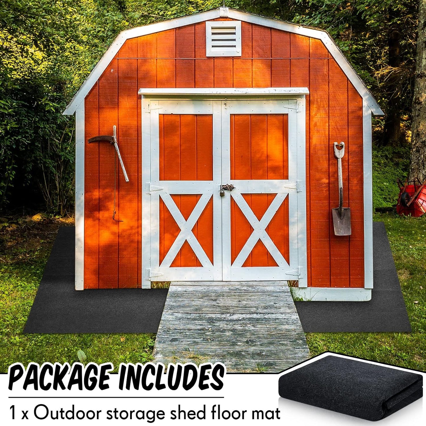 Haull Outdoor Storage Shed Floor Moat Waterproof Outdoor Carport Mat Thickened Soft Patio Furniture Pad Washable with Non Slip Backing, Storage Shed Not Included(8 x 15 ft)