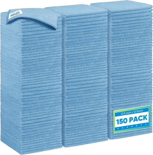 HOMEXCEL Blue Microfiber Cleaning Cloth 50 Pack, 12.5 x 12.5 inch Microfiber Towels for Cars, Ultra Absorbent Car Washing Cloth, Lint Free Streak Free Cleaning Rags for Car, Kitchen, and Window