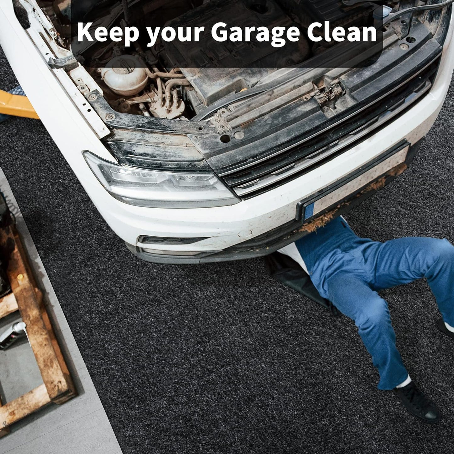 HOMBYS Extra Large Garage Floor Mats for Under Car, Dark Grey Garage Flooring Rug, Motorcycle Oil Spill Mat, Absorbent Oil Garage Parking Mat 7’4”x17', Non Slip and Waterproof Backing