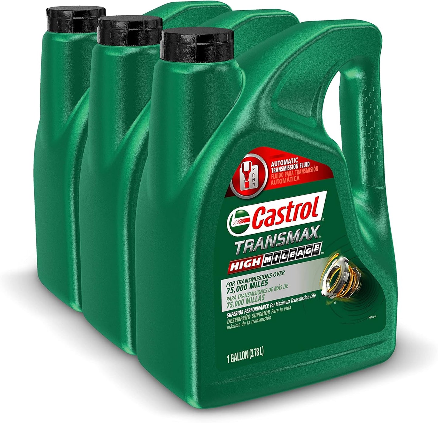 Castrol Transmax High Mileage Automatic Transmission Fluid, 1 Gallon (Pack of 3)