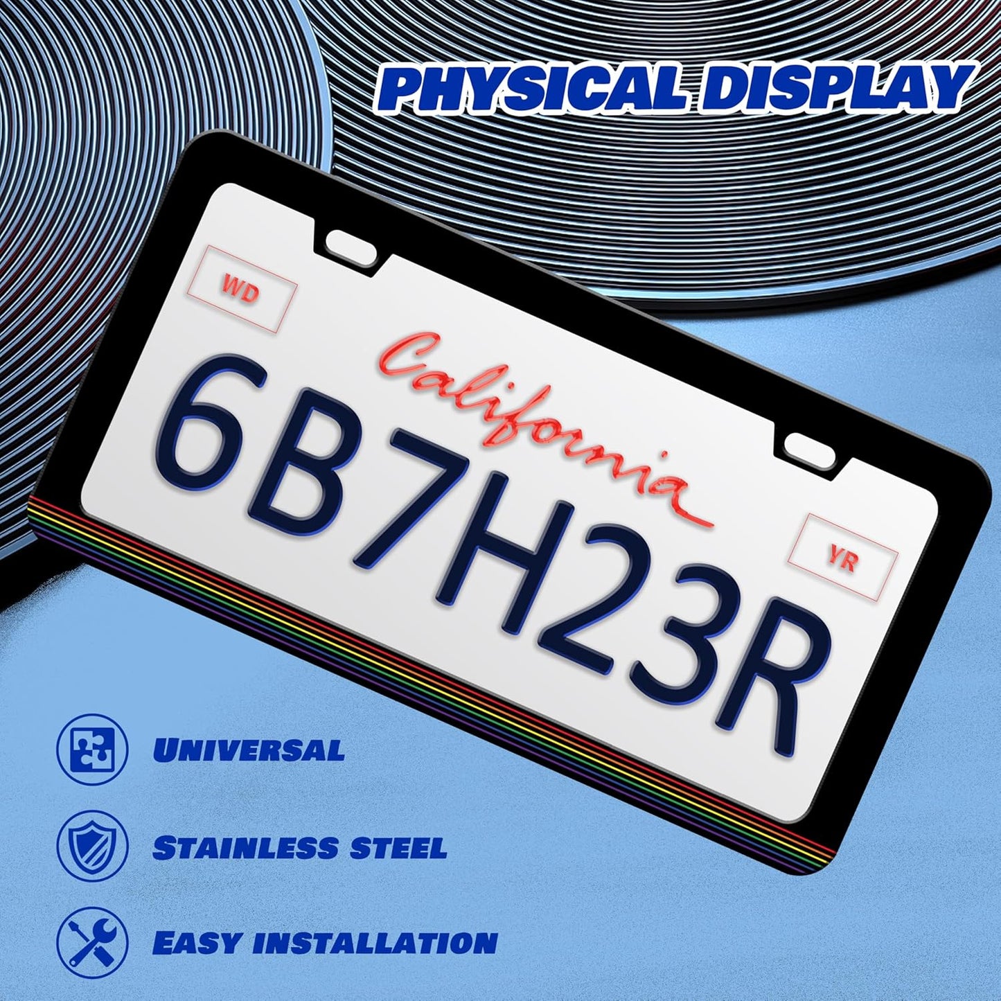 Gay Pride License Plate Frame LGBTQ License Plate Frames Personalise Stainless Steel Funny Design Compatible with Standard License Plate Holder for USA and Canada 6 X 12 Inch 2 Holes with Screws