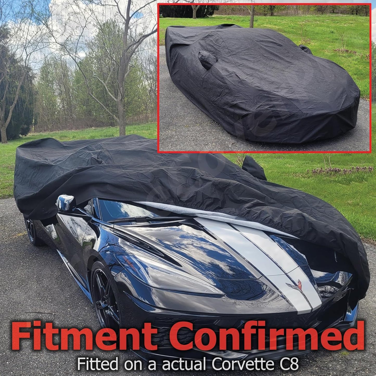 Custom FIT Car Cover fits 2020-2025 Chevy Corvette C8 XTREMECOVERPRO Diamond Series Black
