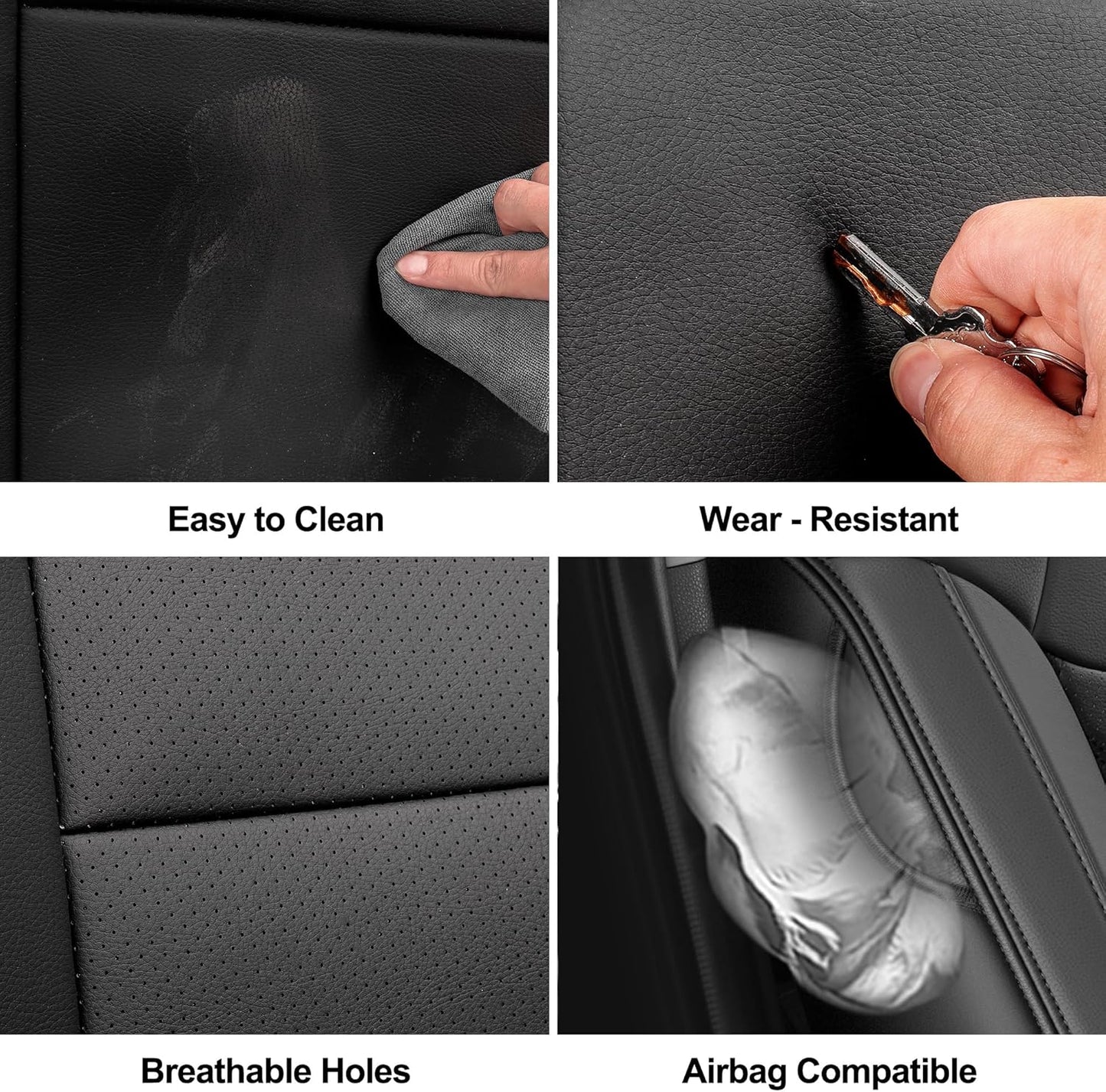 GIANT PANDA Full Set Car Seat Covers Customized Jeep Wrangler TJ Rubicon Sahara Sport X Unlimited 2003 2004 2005 2006, Faux Leather (Black&Red)