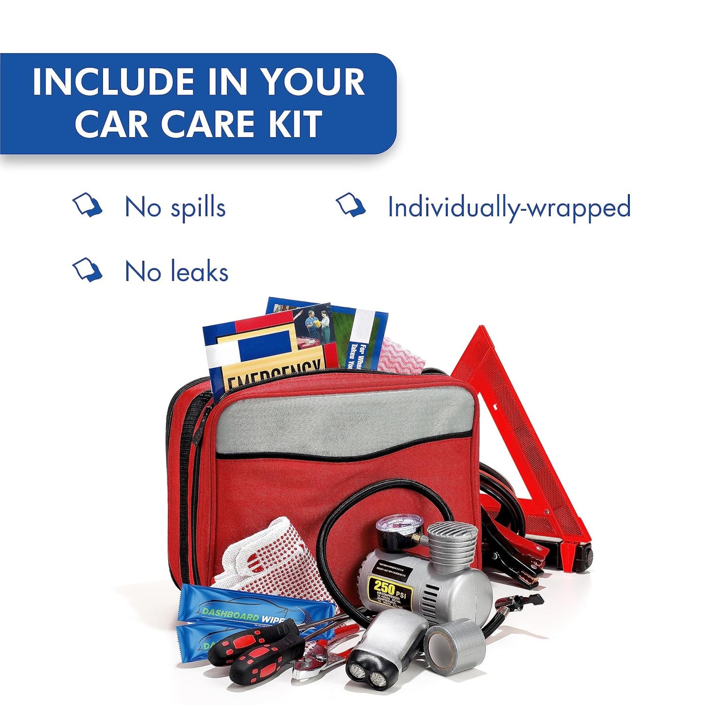 Diamond Wipes Car Wash Wipes with Refreshing Lemon Scent, Pack of 50 Individually Wrapped Wipes, Dashboard Car Accessories Travel Essentials