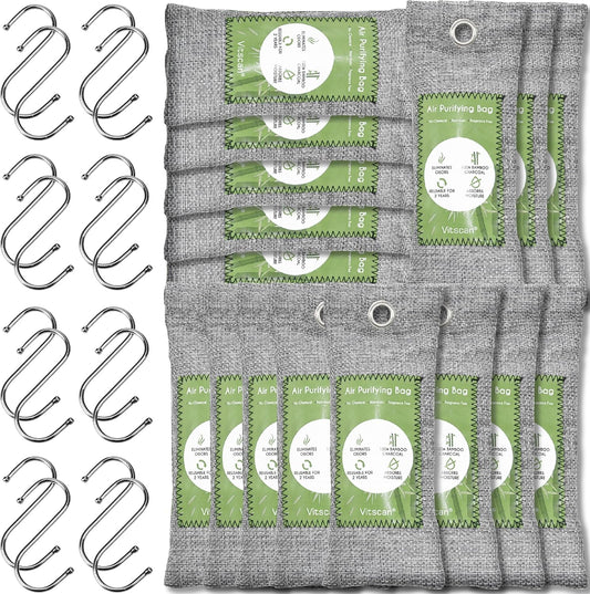 16 Pack Bamboo Charcoal Air Purifying Bag, Activated Charcoal Bags Odor Absorber, Moisture Absorber, Natural Car Air Freshener, Shoe Deodorizer, Odor Eliminators For Home, Pet, Closet (16x50g)