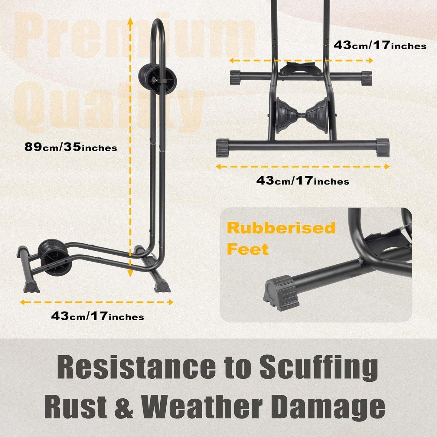 CyclingDeal Fat Snow Bike Floor Stand Parking Rack - for 24"-29" MTB Mountain & Road Bikes with Tire Width up to 5" - Bicycle Indoor Outdoor Garage Storage