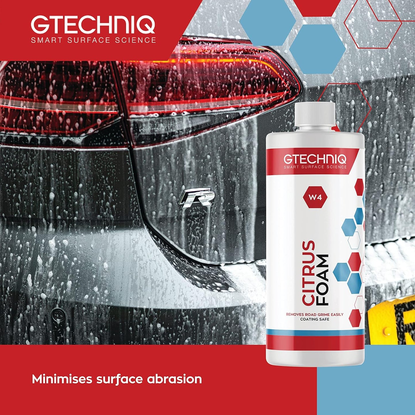 Gtechniq - W4 Citrus Foam - High Content Foaming Agent, Removes Dirt and Road Grime, Non-Caustic Formula, Maximum Gloss Retention Snow Foam (5 Liter)