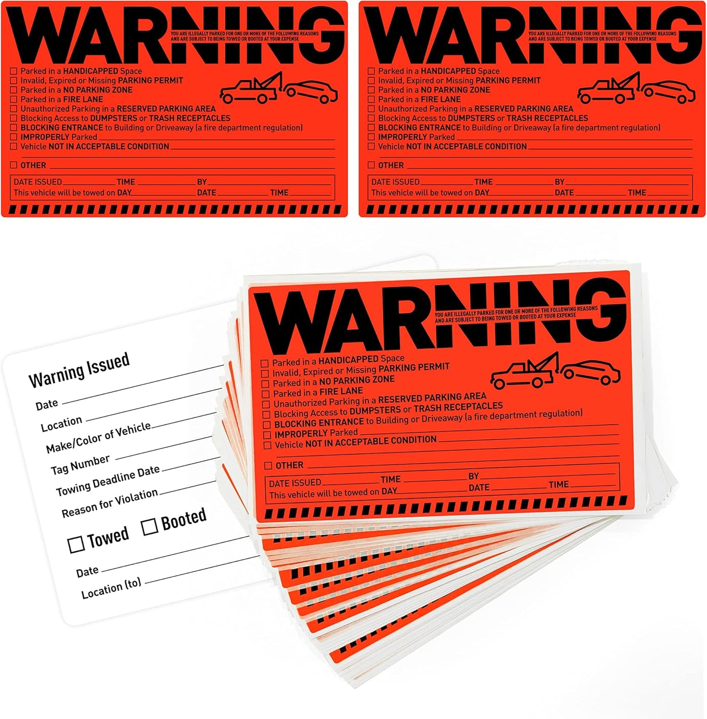 Easykart 500 Parking Violation Notice Stickers - Tow Warning Labels for Car Vehicle Private Parking - Adhesive Window Fluorescent Labels (10 Pack)