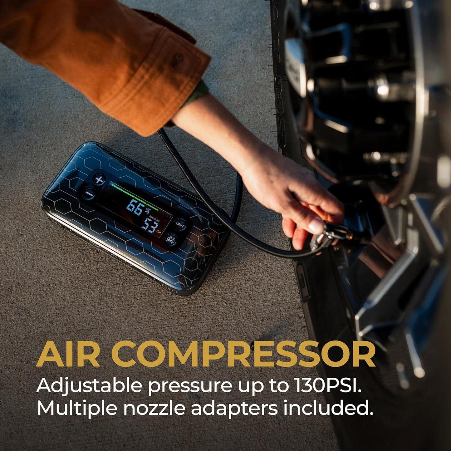 HALO Bolt Air+ 1750 Portable Car Battery Jump Starter | 130 PSI Air Compressor, 59.9Wh USB Power Bank, Large Display, Emergency Floodlight & Charger, Jumps Cars SUVs & Trucks, Inflates Tires — Teal