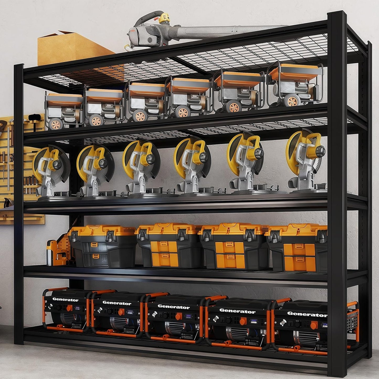 62" W x 24" D x 84" H Garage Shelving Heavy Duty Metal Shelving 3500LBS Storage Shelves Adjustable Metal Shelves for Storage Industrial Garage Shelves for Warehouse Basement