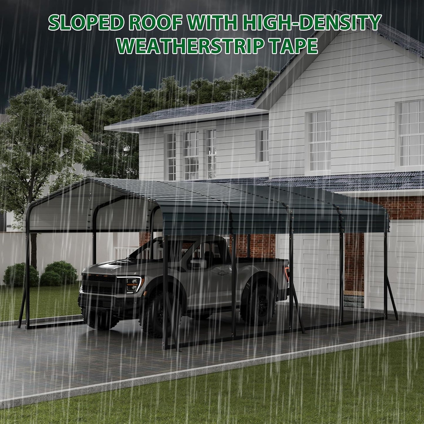 12' x 20' x 8.5' Heavy Duty Metal Carport with Galvanized Steel Roof, Steel Carport Kits Outdoor with Metal Roof, Galvanized Car Shelter for Tractors, Pickup, Boat, Car