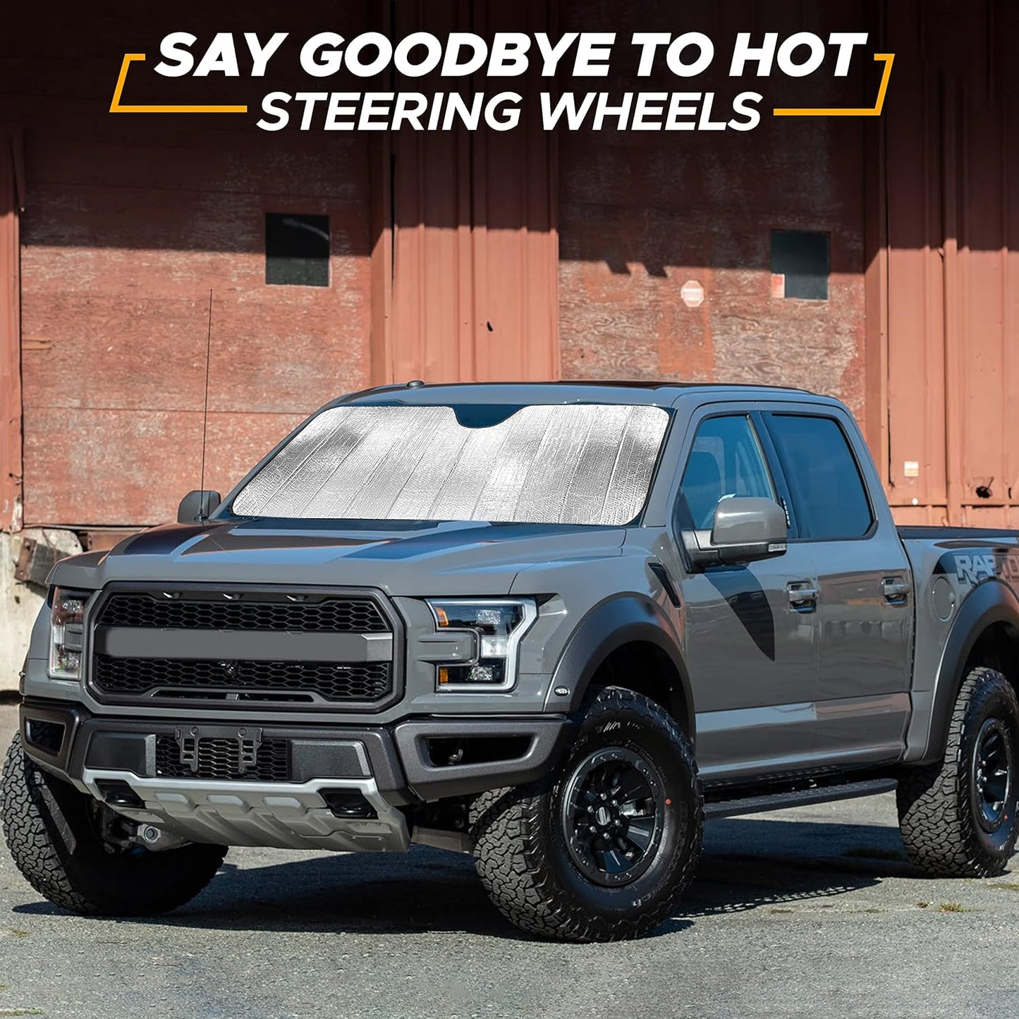 EcoNour Accordion Car Windshield Sun Shade for Trucks | Car Window Shades for Large SUVs & Pickups | UV Blocker Sun Visor for Interior Protection & Heat Control | XL (66 x 27 Inches)