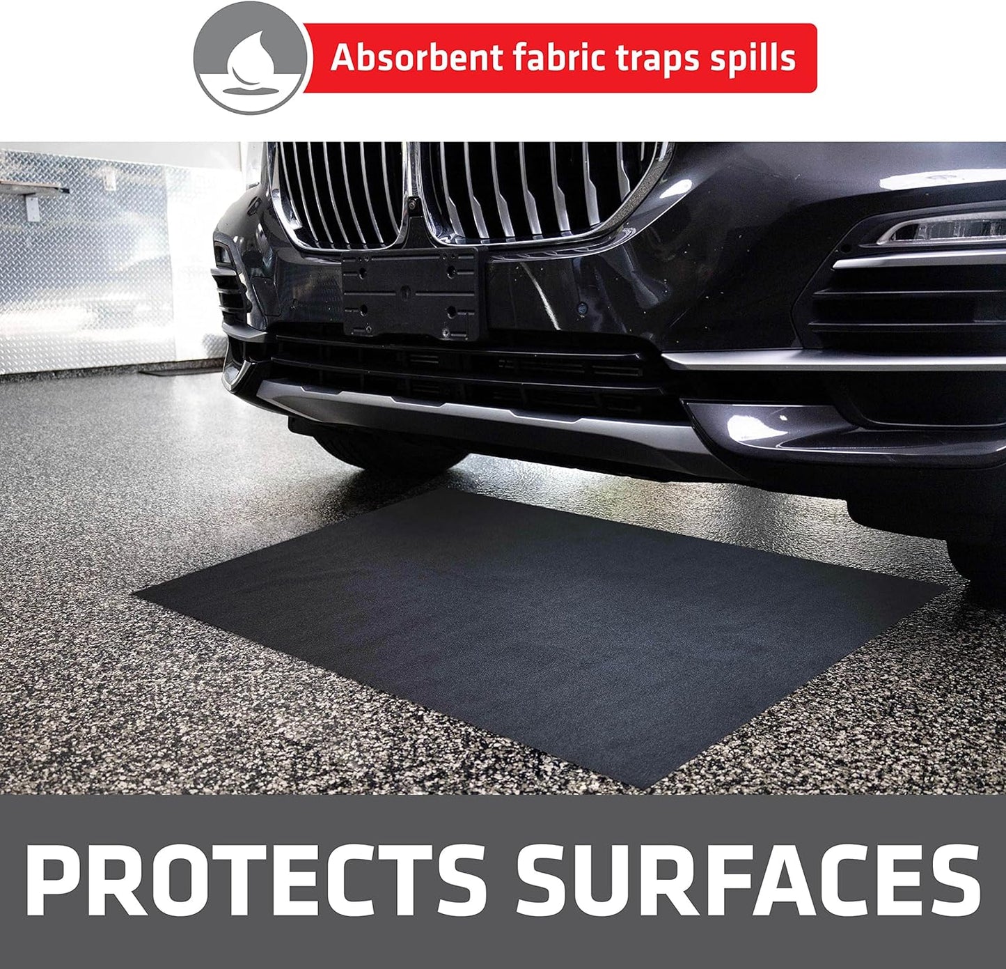 Drymate XL Oil Spill Mat (36" x 59") (2-Pack), Premium Absorbent Oil Pad, Reusable, Washable, Durable, Waterproof Backing Contains Liquids, Protects Garage Floor Surface (USA Made)
