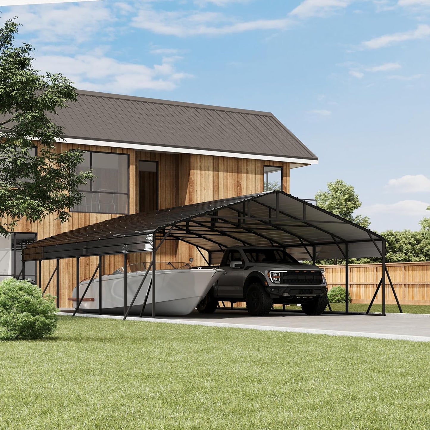 20' x 30' x 8.5' Heavy Duty Metal Carport with Galvanized Steel Roof, Steel Carport Kits Outdoor with Metal Roof, Galvanized Car Shelter for Tractors, Pickup, Boat, Car