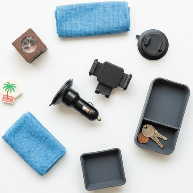 circle photo of car accessories, make it a real photo